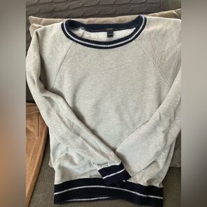 J. Crew Light Gray Sweater with Navy Trim